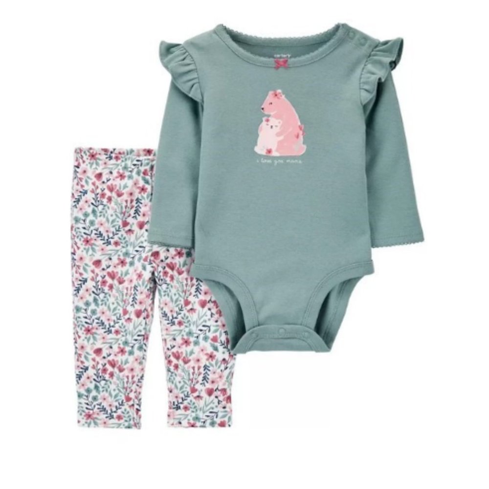 Baby 2-Piece Bears Bodysuit‎ Pant Set 6  Months